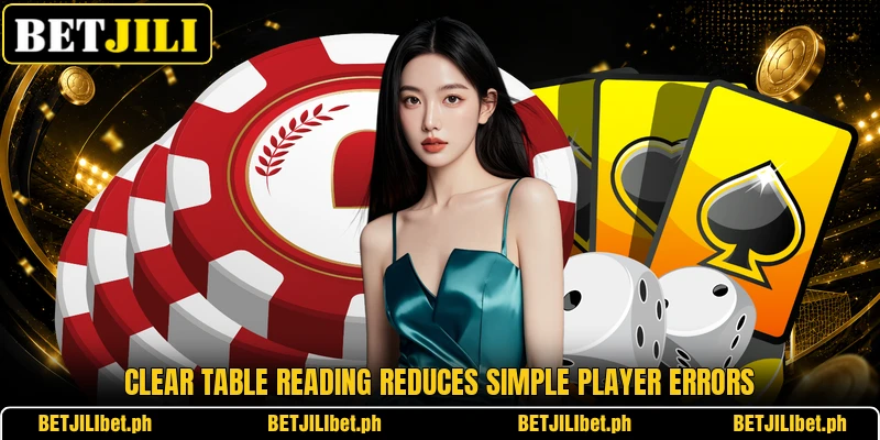 Clear table reading reduces simple player errors Clear table reading reduces simple player errors