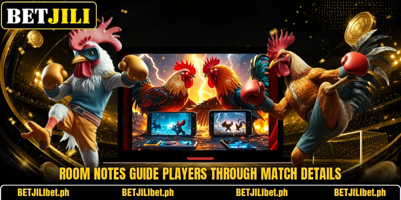 Room notes guide players through match details Room notes guide players through match details